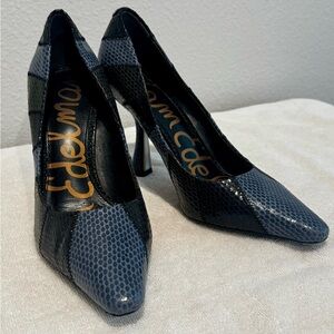 Sam Edelman Black and Gray Textured Heels